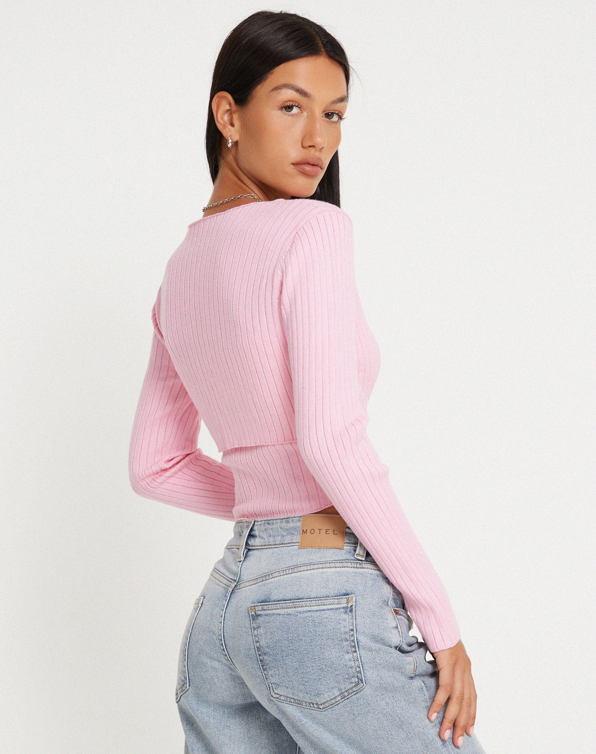 Sabai Button Up Knitted Cardi in Pink